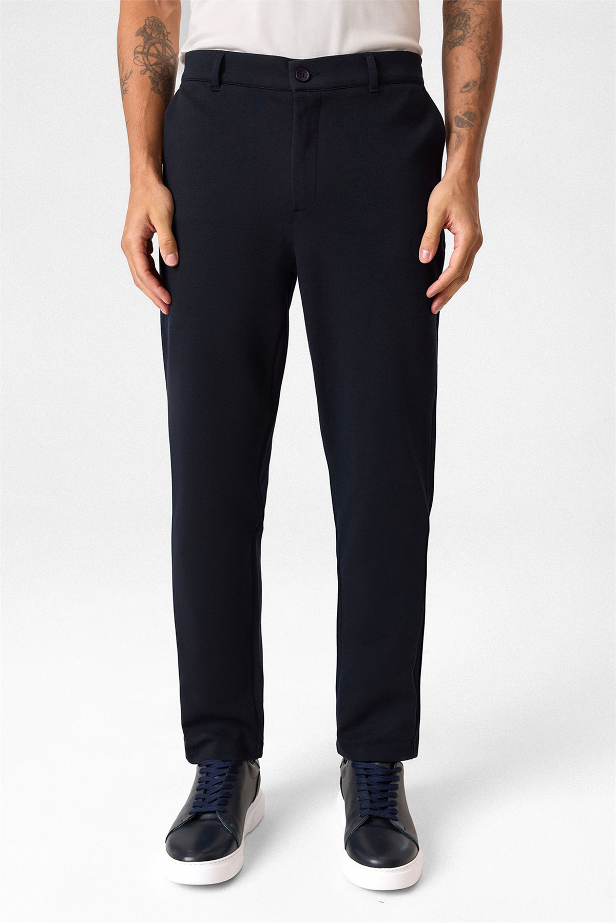 Regular Fit Diagonel Lacivert Jogger Pantolon