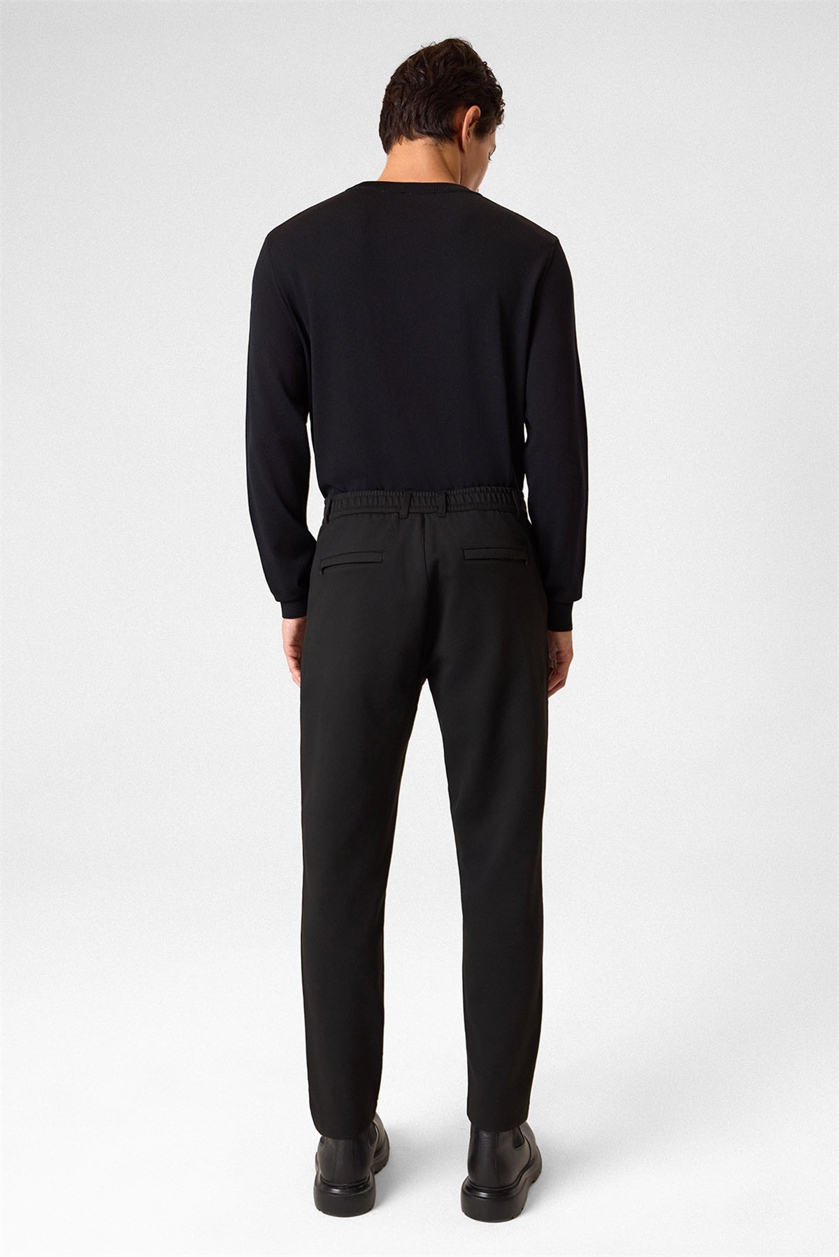 Regular Fit Diagonel Siyah Jogger Pantolon