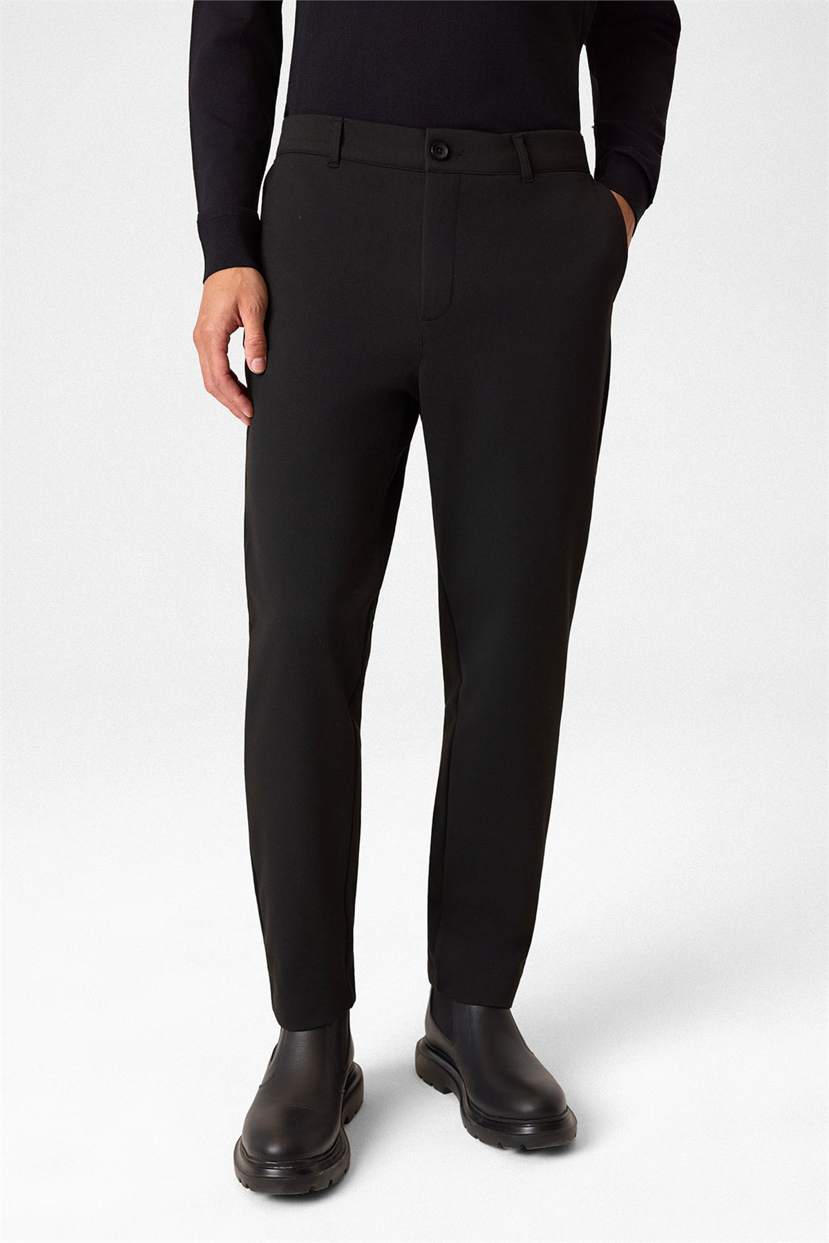 Regular Fit Diagonel Siyah Jogger Pantolon