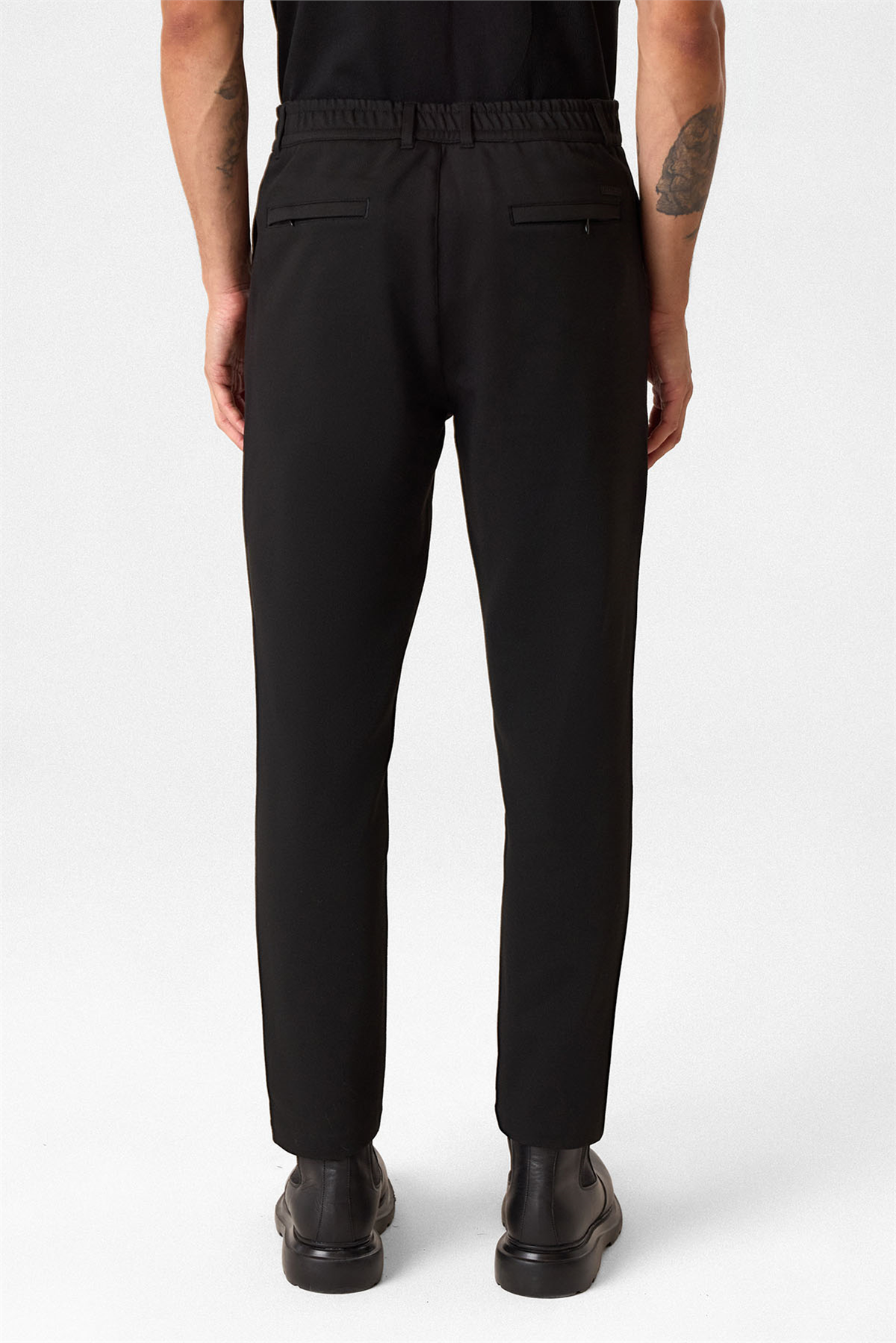Regular Fit Diagonel Siyah Jogger Pantolon