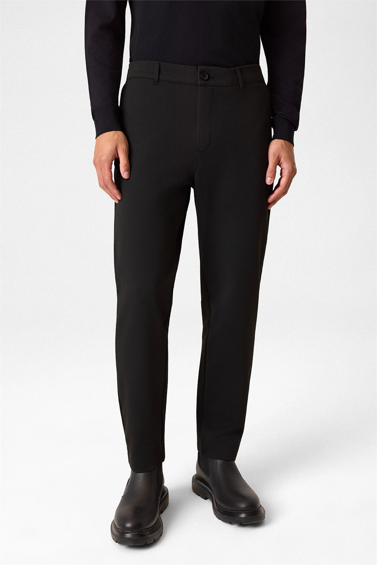 Regular Fit Diagonel Siyah Jogger Pantolon