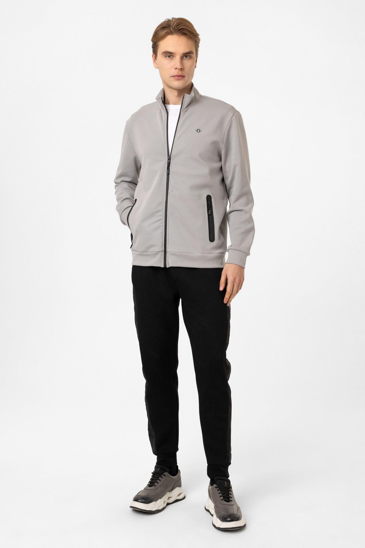 Regular Fit Dik Yaka Fermuarlı Sweatshirt