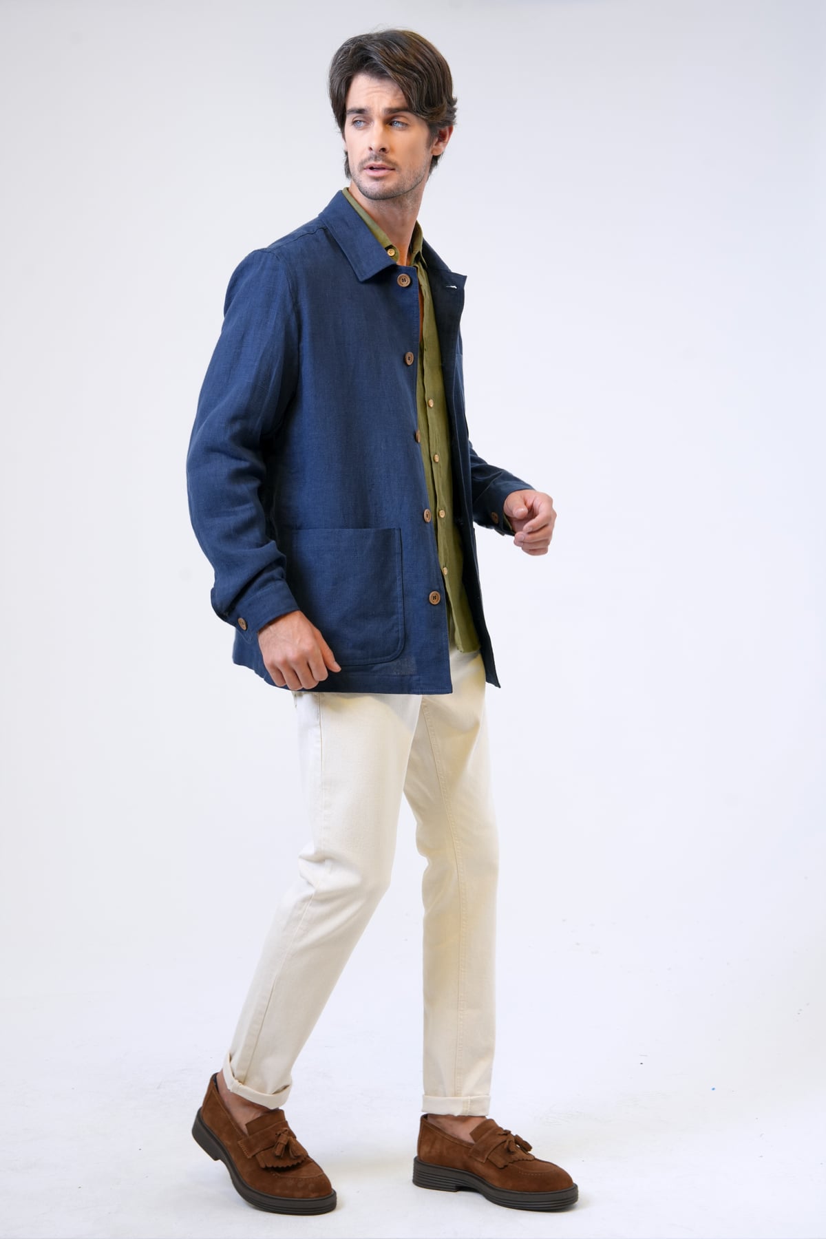REGULAR FIT KETEN DOKUMA CEKET