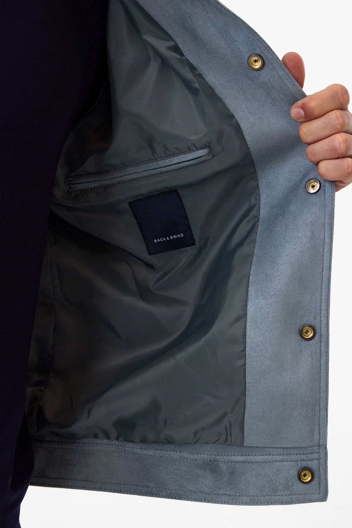 Regular Fit Mavi Süet Mont