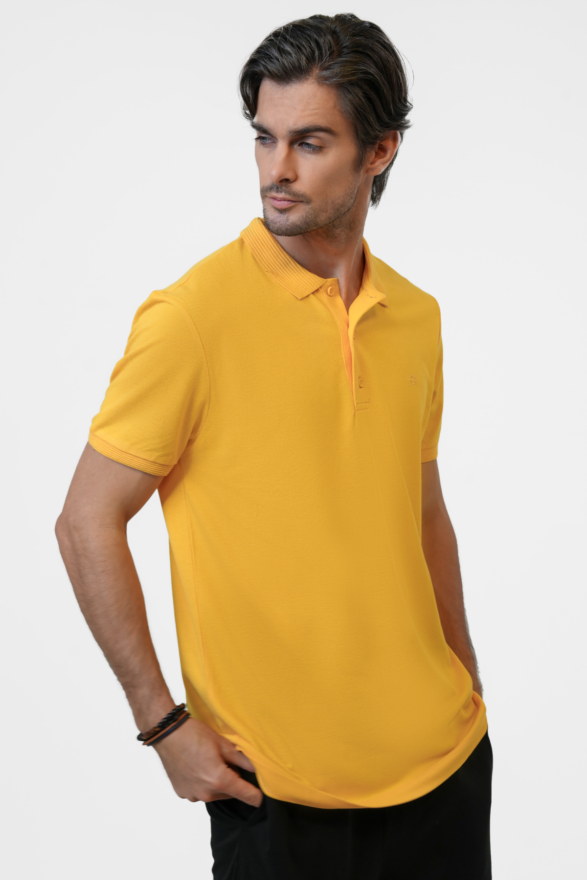 Sarı Slim Fit Pamuklu Polo Yaka Tişört