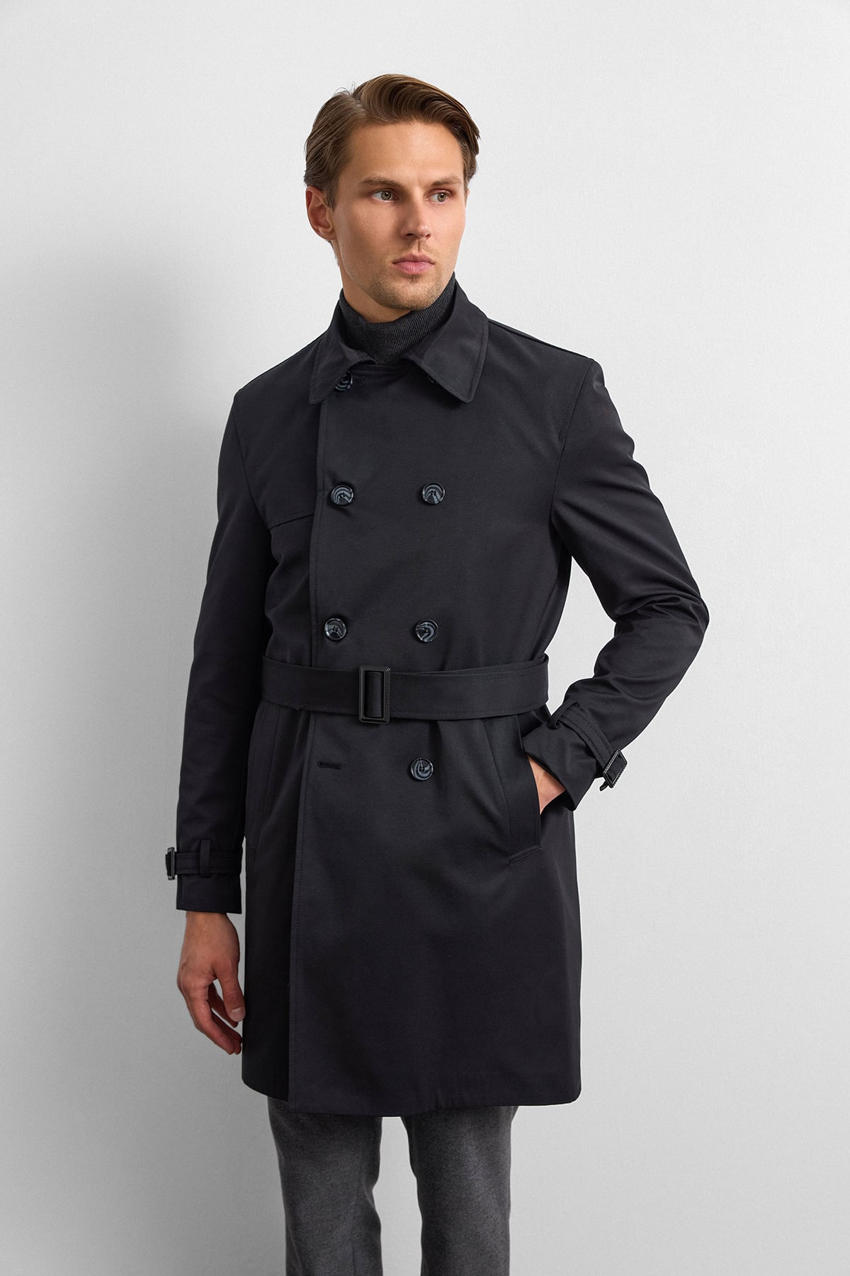 Siyah Casual Trençkot