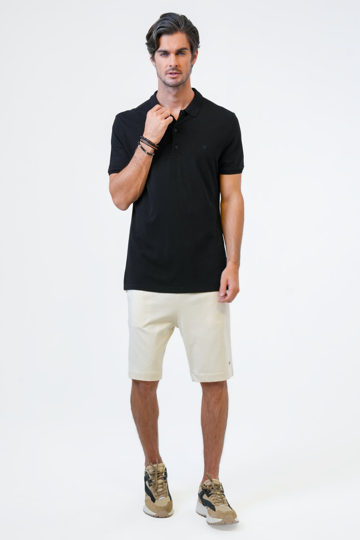 Siyah Slim Fit Pamuklu Polo Yaka Tişört