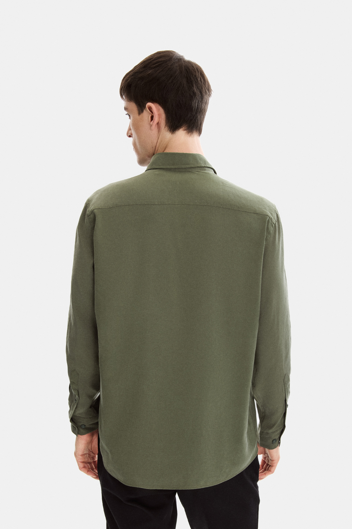Yeşil Normal Yaka Comfort Fit Casual Gömlek 