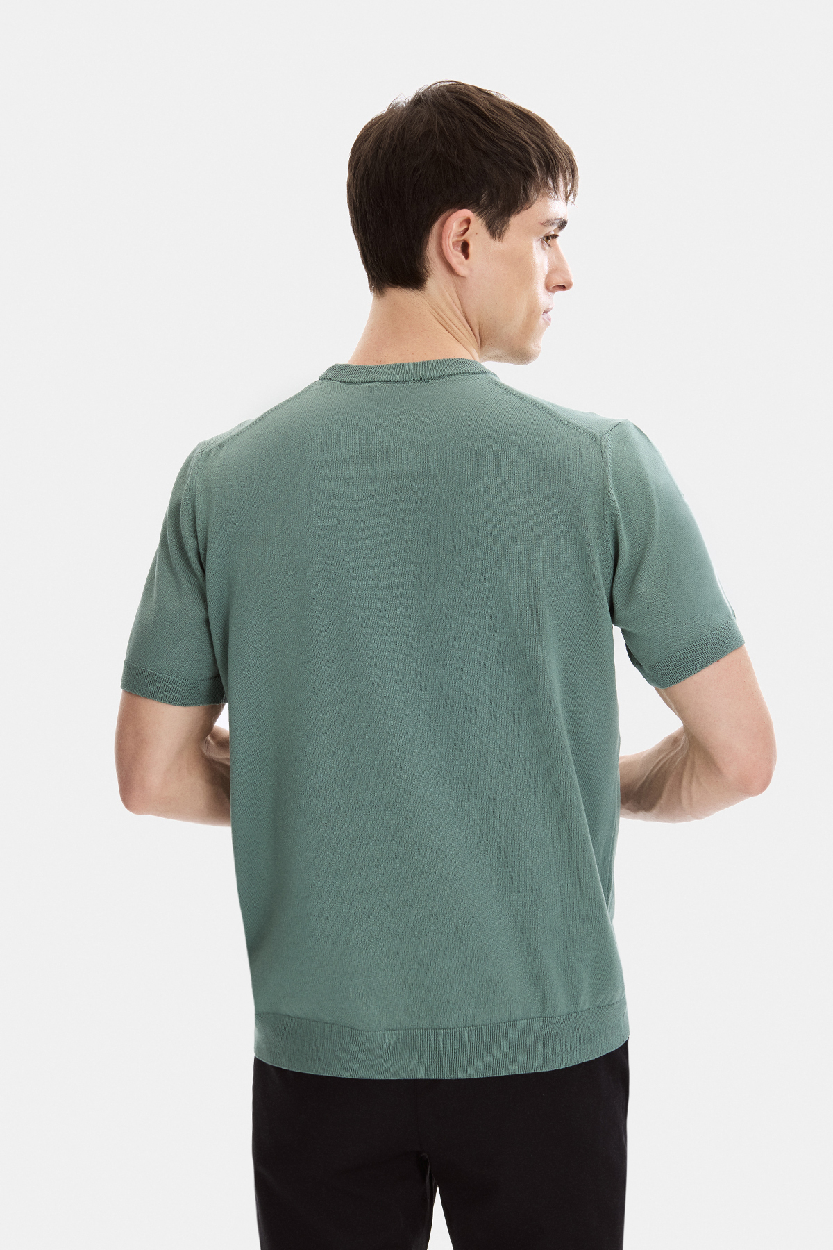 Yeşil Regular Fit Kısa Kol Triko Tişört