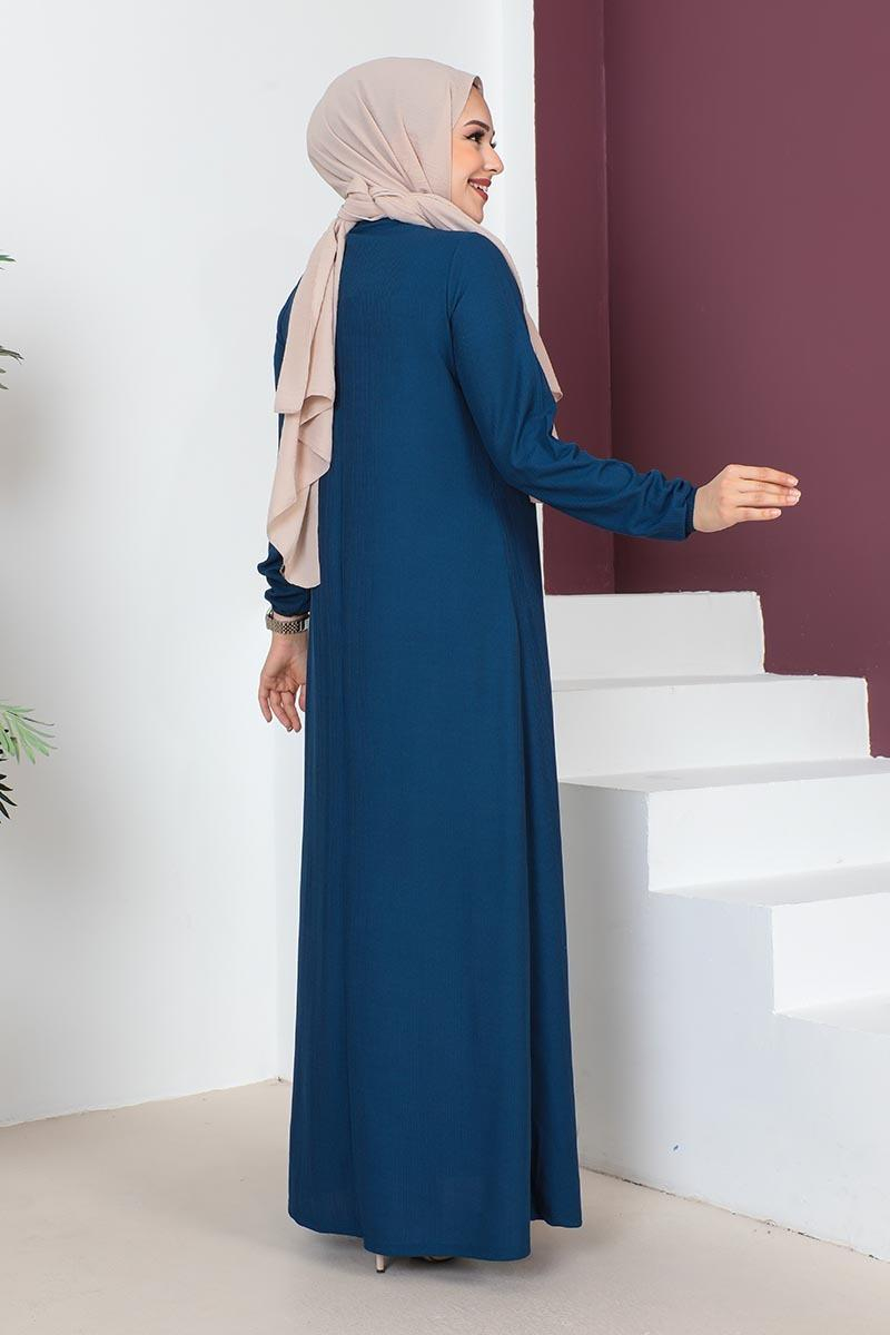 A Pile Model Elbise Koyu İndigo