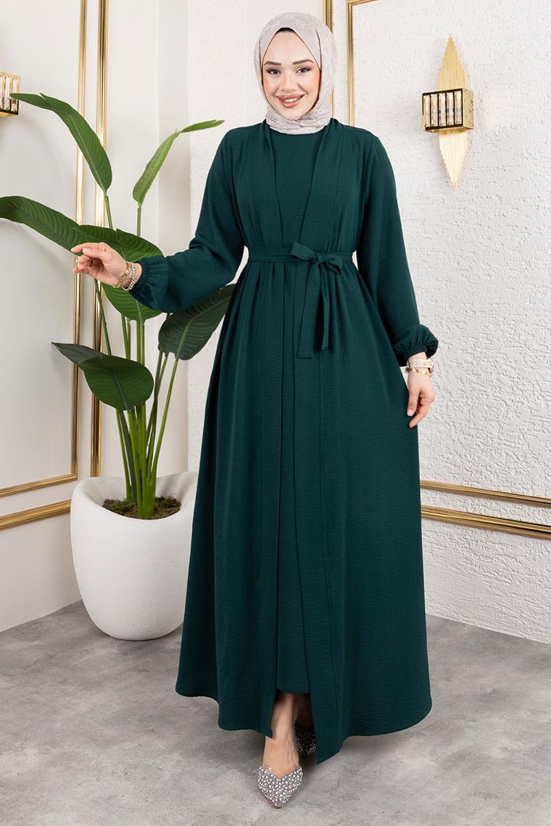 Asil Abaya Takım ZÜMRÜT YEŞİLİ