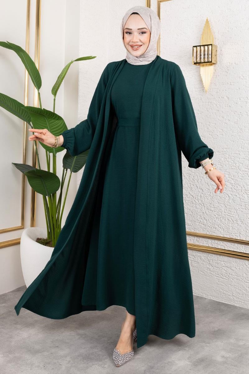 Asil Abaya Takım ZÜMRÜT YEŞİLİ