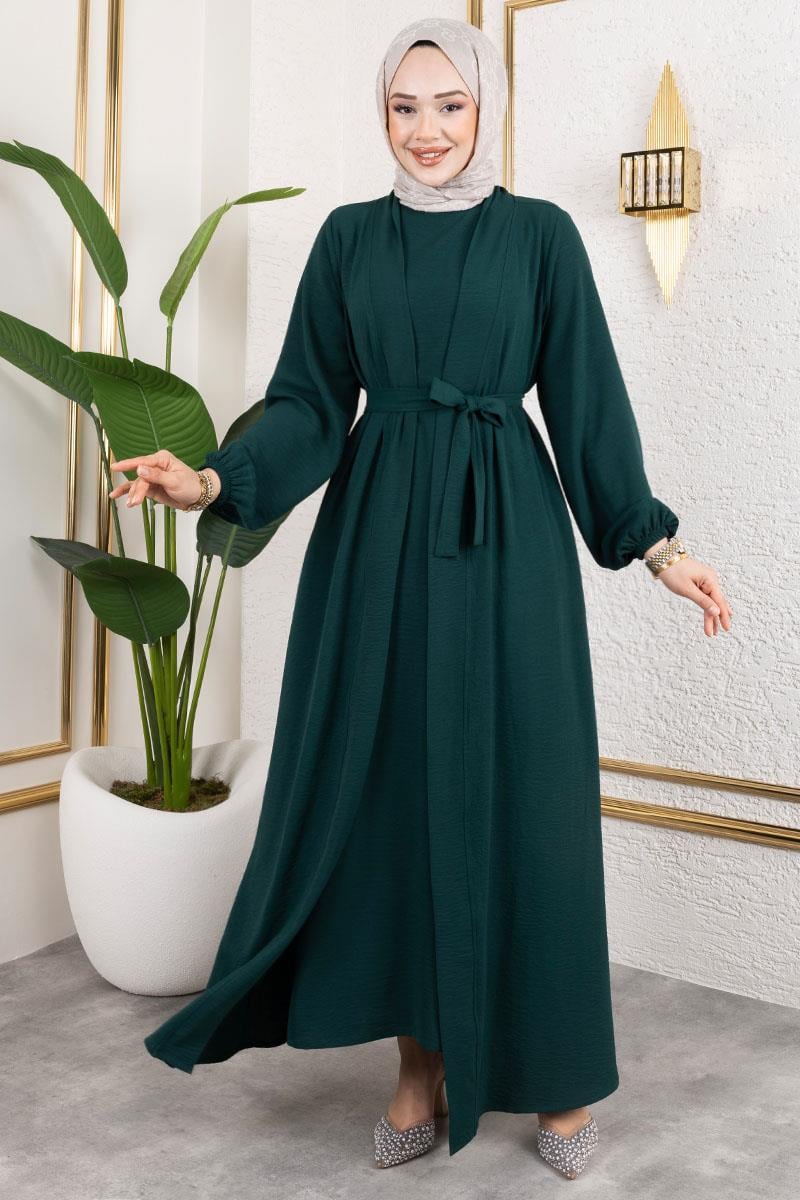 Asil Abaya Takım ZÜMRÜT YEŞİLİ