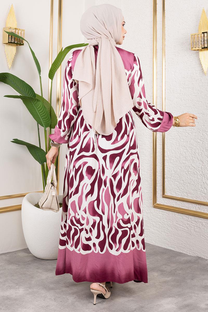 Batik Desenli Tesettür Elbise MÜRDÜM
