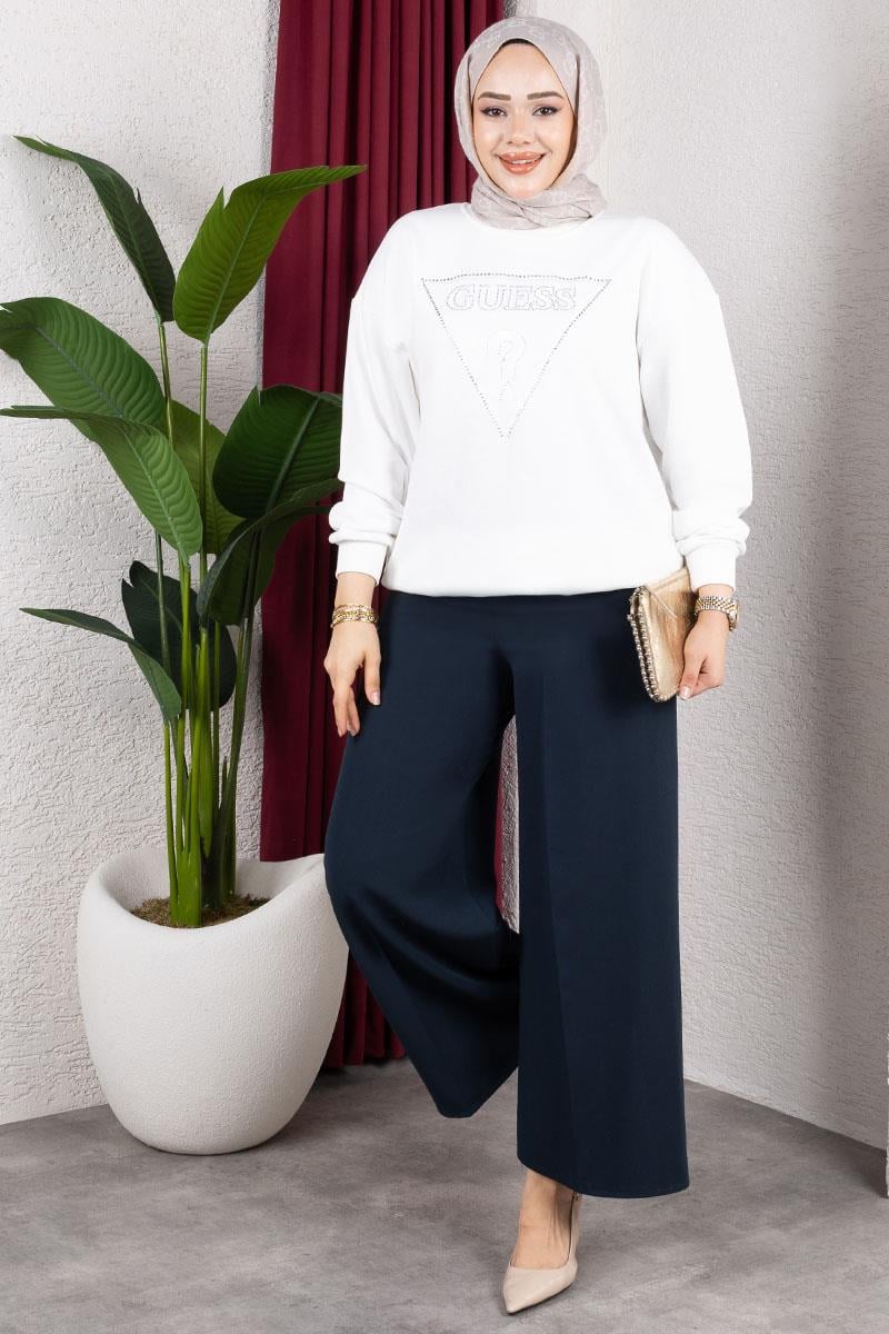 Beli Lastikli Bol Paça Pantolon ZÜMRÜT YEŞİLİ