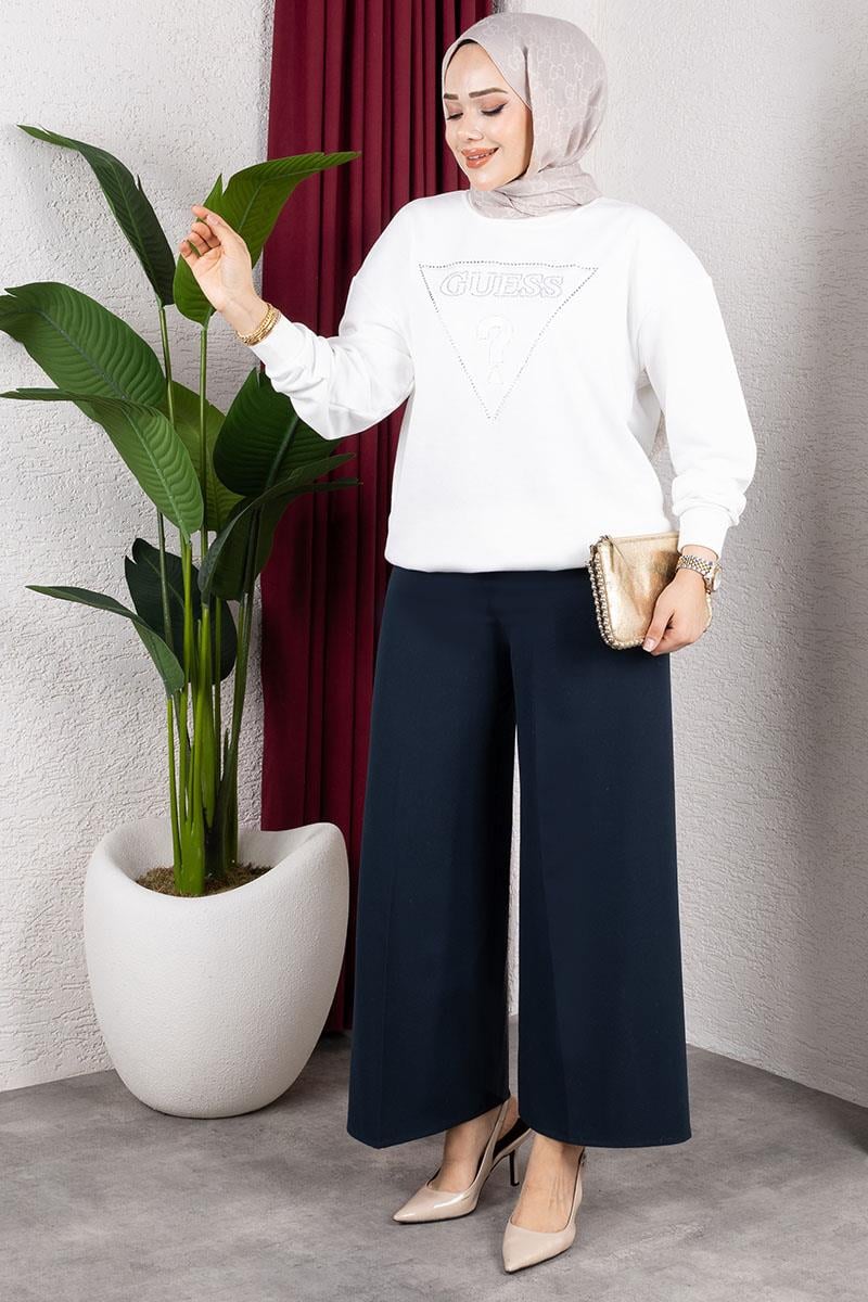 Beli Lastikli Bol Paça Pantolon ZÜMRÜT YEŞİLİ