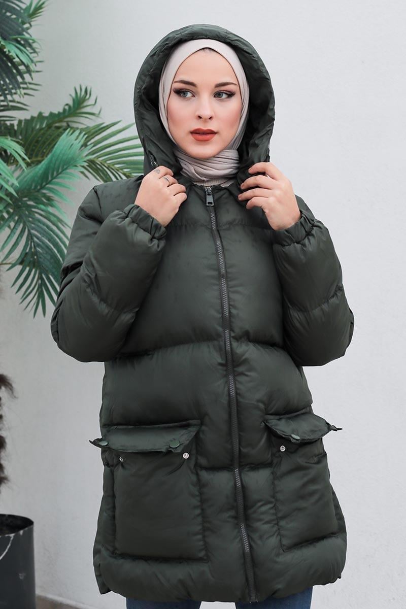 Cepli Şişme Mont Haki