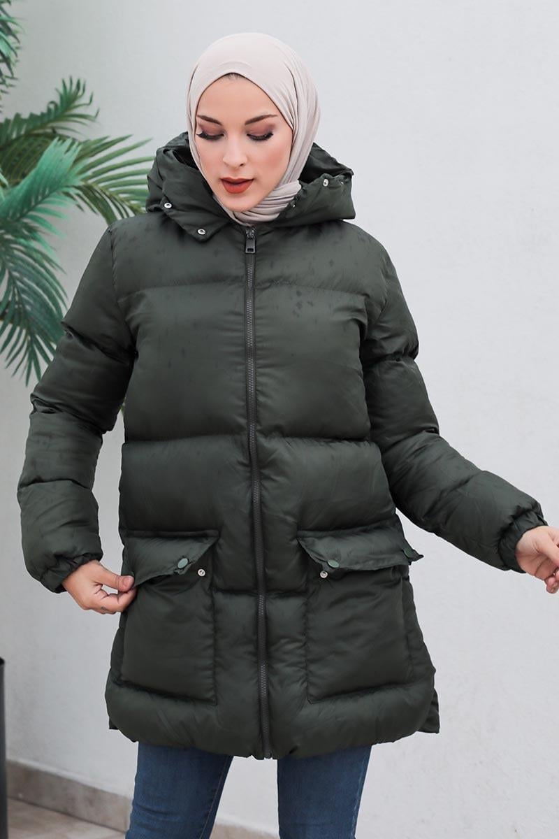 Cepli Şişme Mont Haki