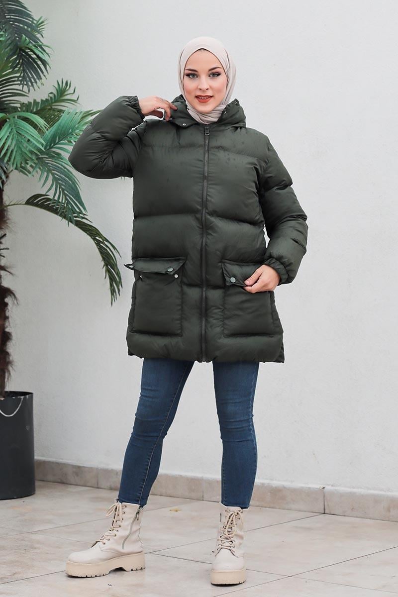 Cepli Şişme Mont Haki