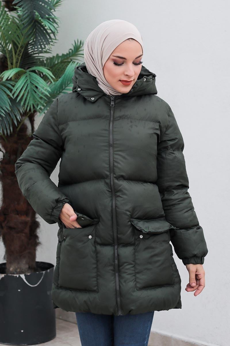 Cepli Şişme Mont Haki