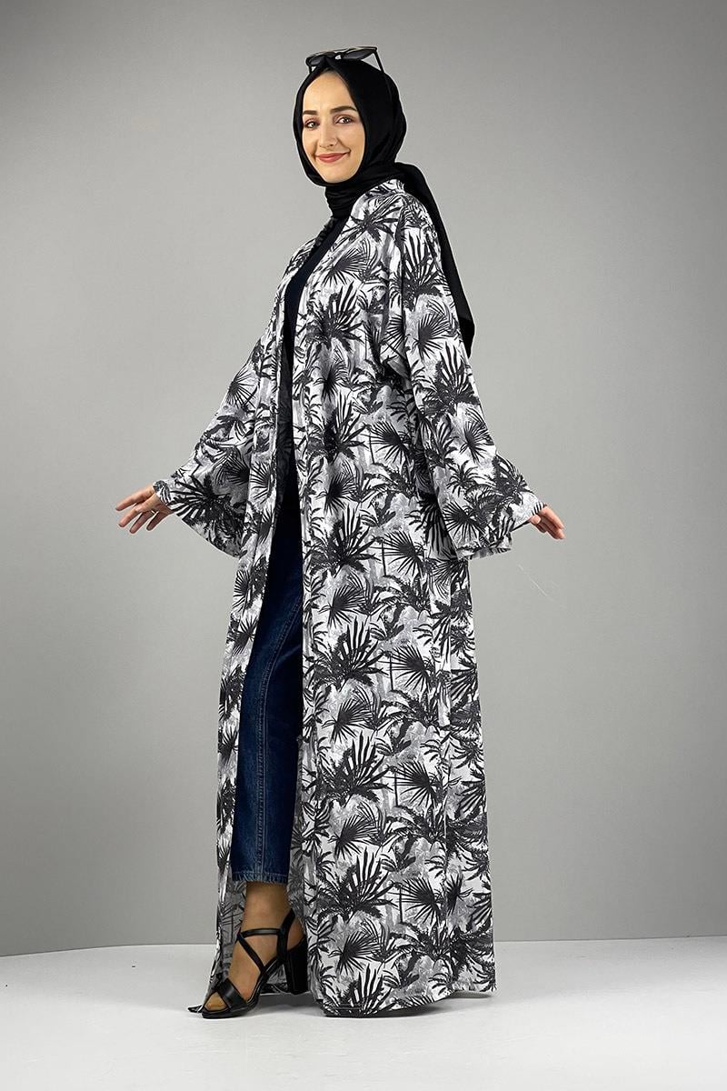 Desenli Kimono Antrasit