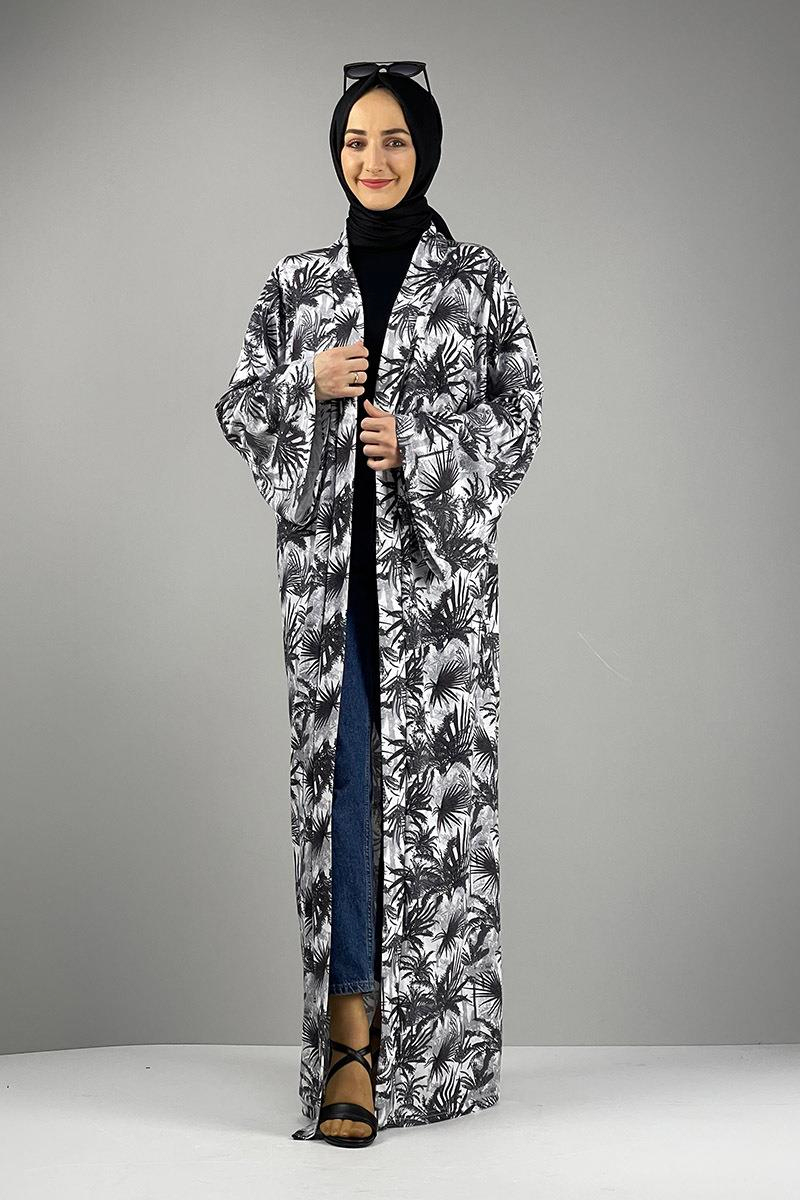 Desenli Kimono Antrasit