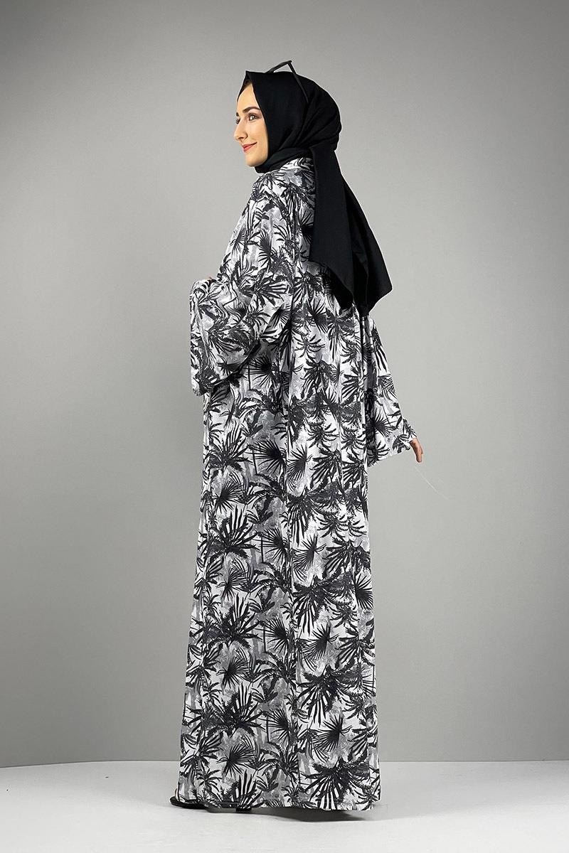 Desenli Kimono Antrasit