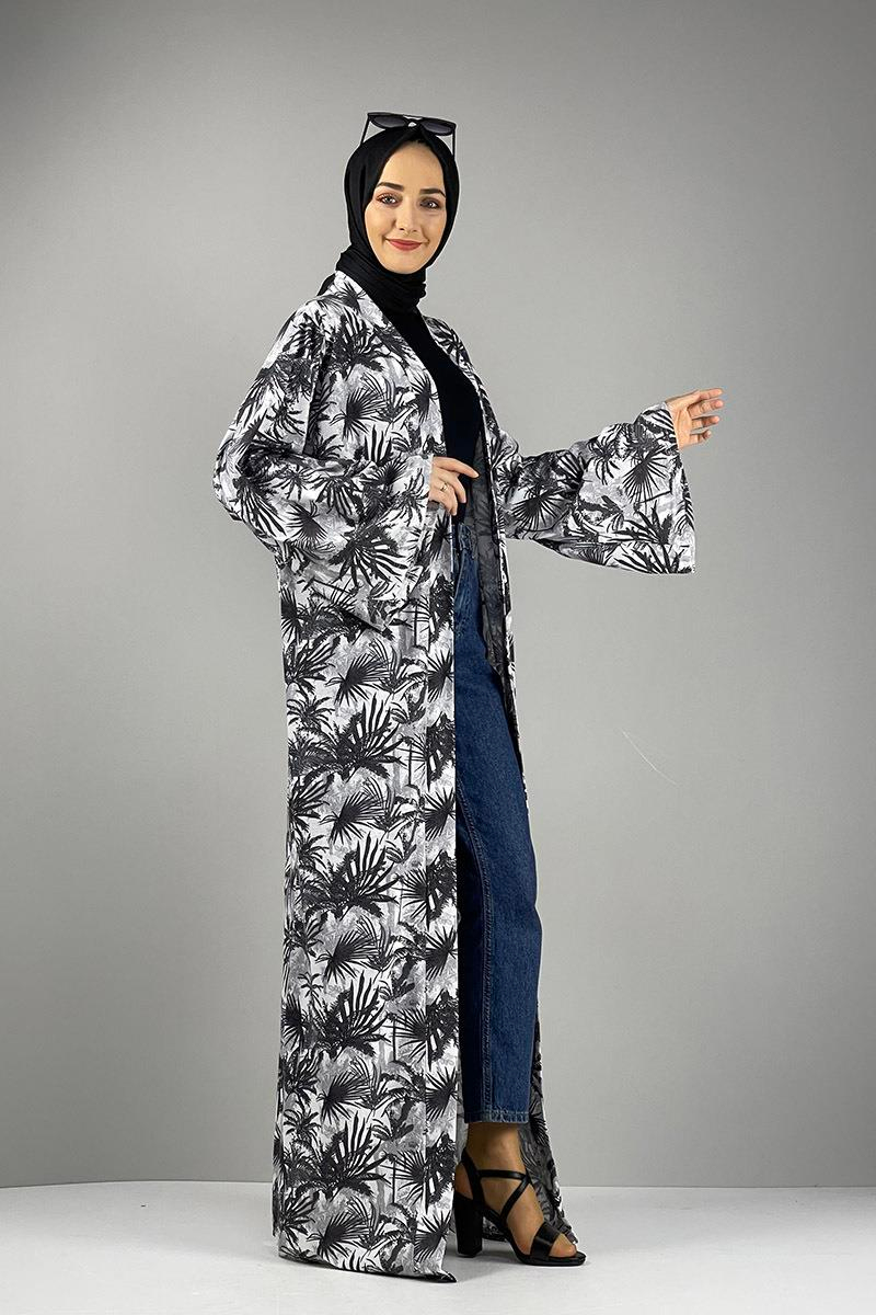 Desenli Kimono Antrasit