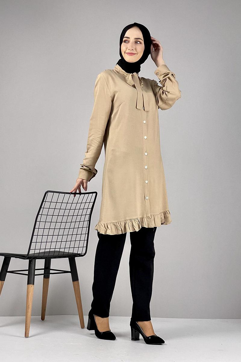 Fırfırlı Tunik Camel