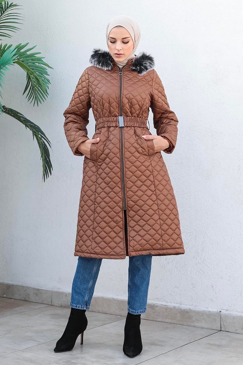 Kapitone Şişme Mont Taba