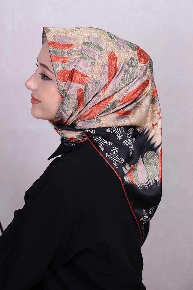 Karışık Desen Eşarp Siyah