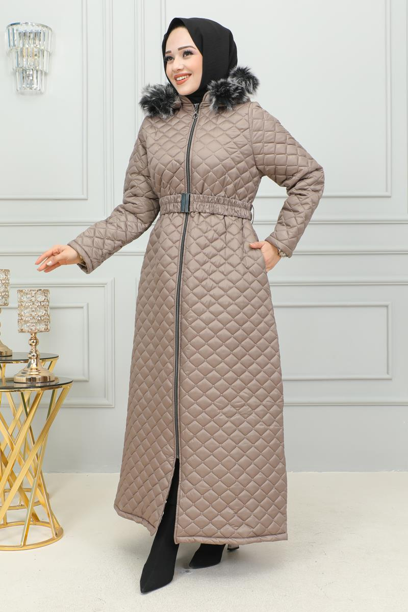 Kemerli Şişme Mont BEJ