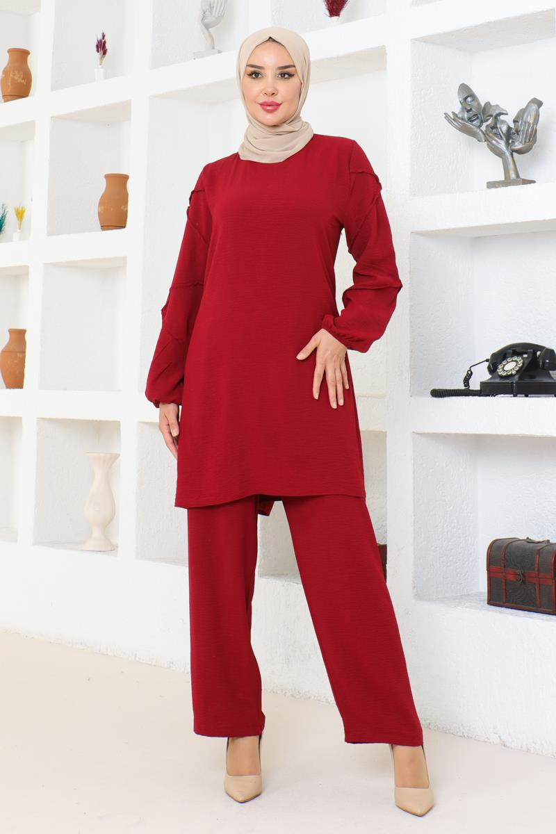 Kol Detaylı Aerobin Takım BORDO