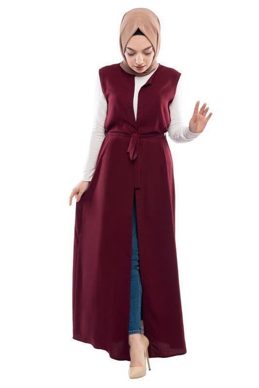 Kuşaklı Yelek Bordo