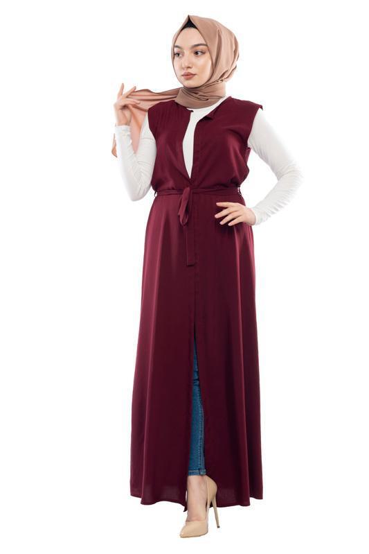 Kuşaklı Yelek Bordo