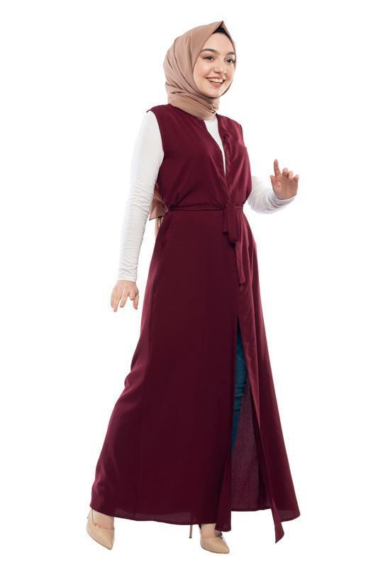 Kuşaklı Yelek Bordo