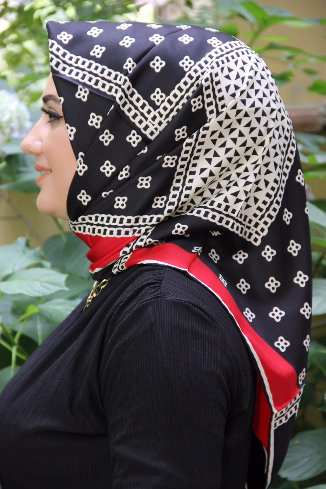 Moda Trend Desenli Eşarp Kırmızı