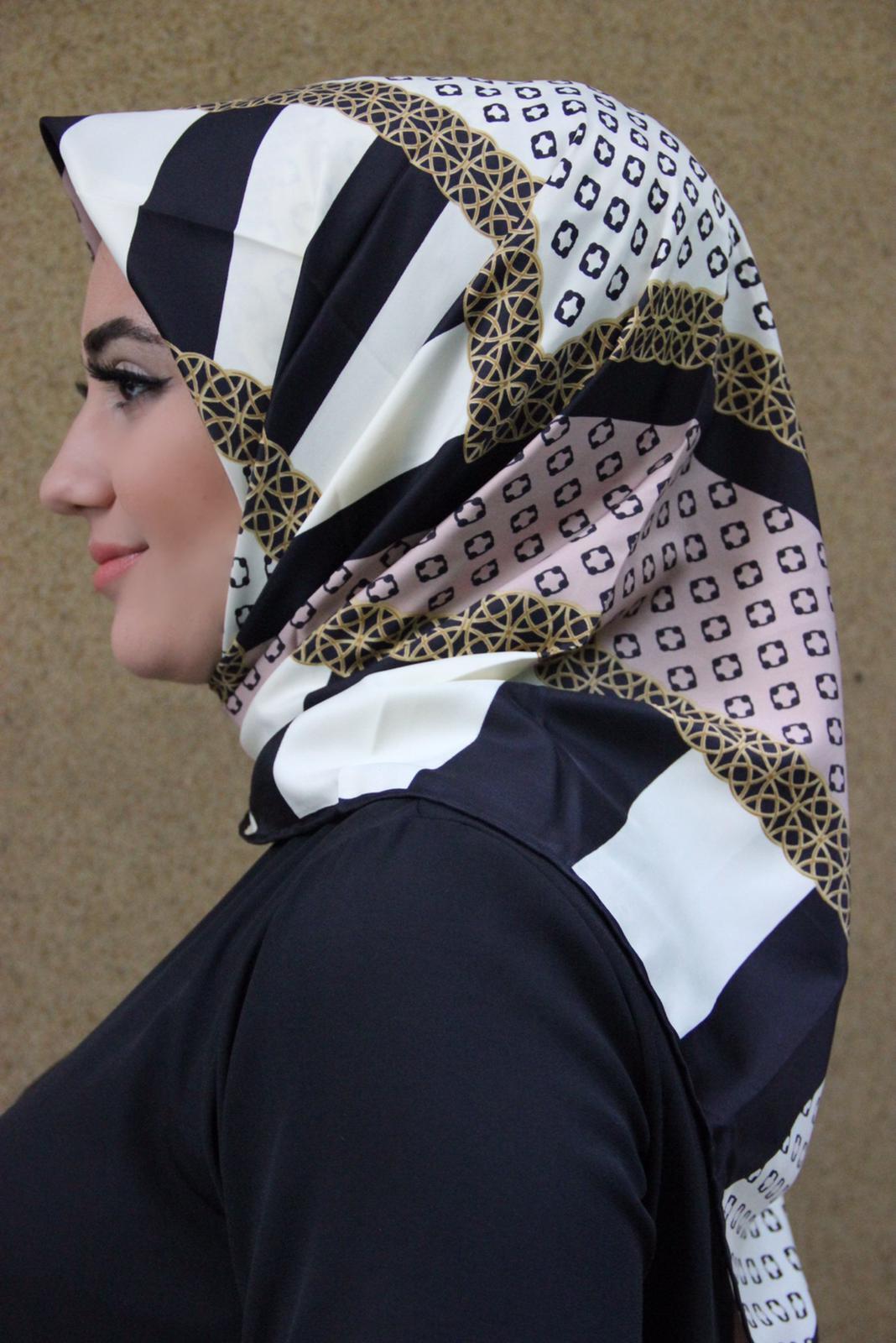 Moda Trend Desenli Eşarp Pudra