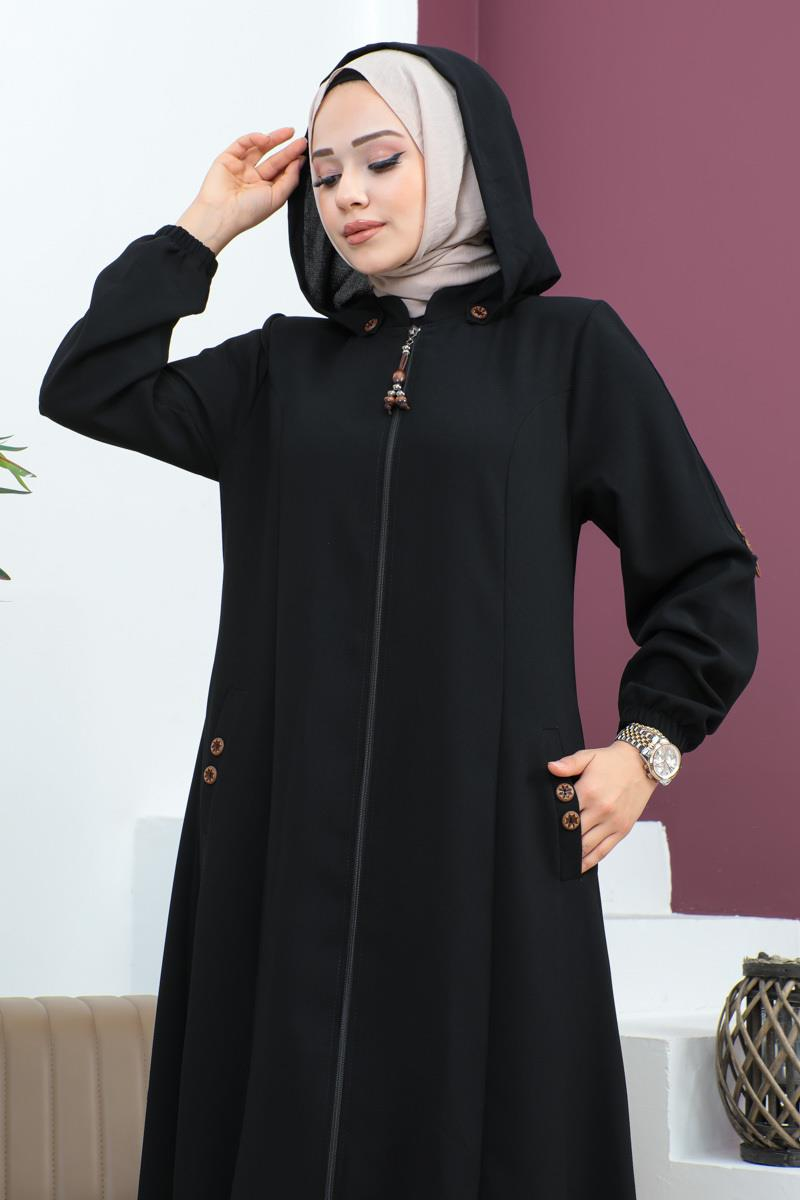 Nakış İşlemeli Ferace Siyah