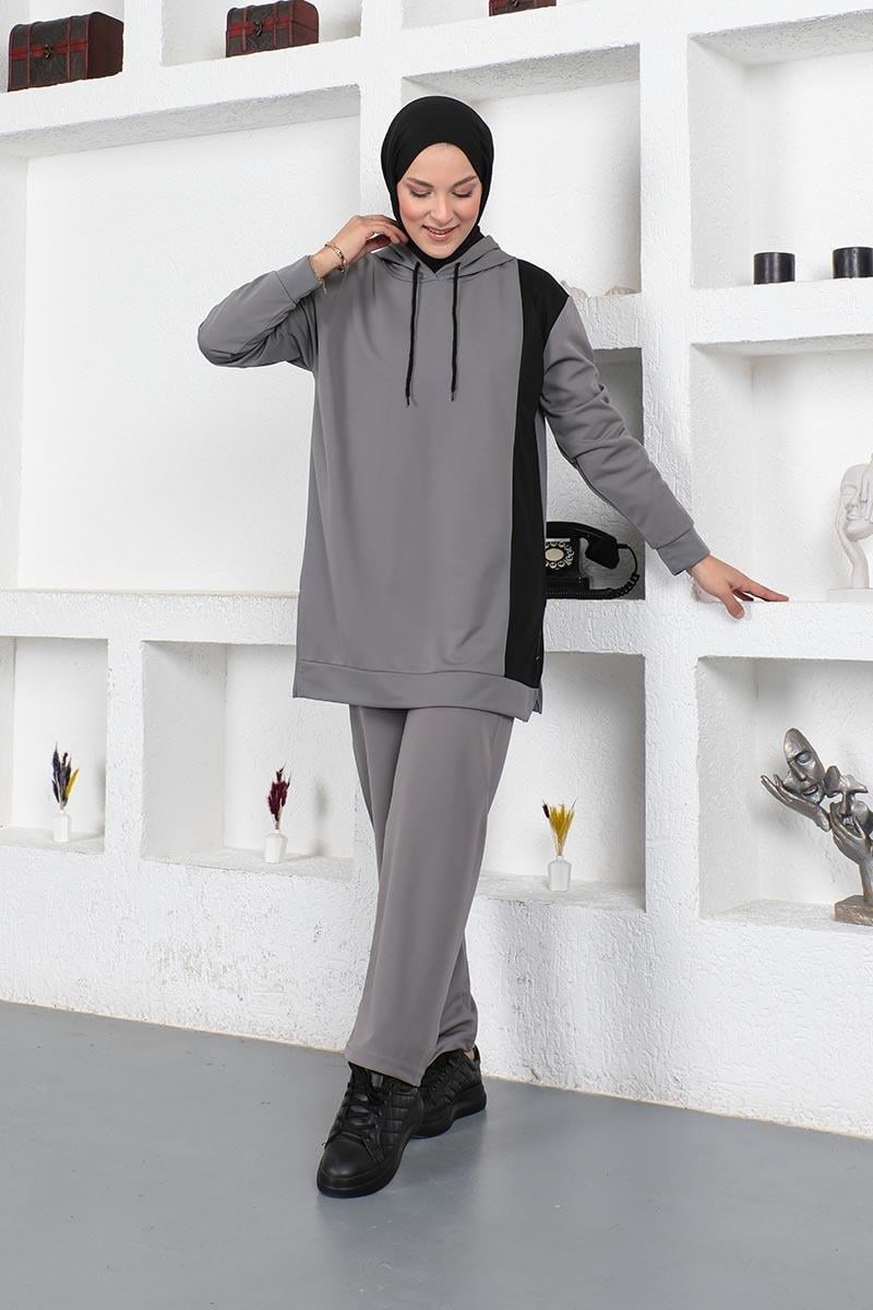 Oversize Double Örme Eşofman Takımı Gri