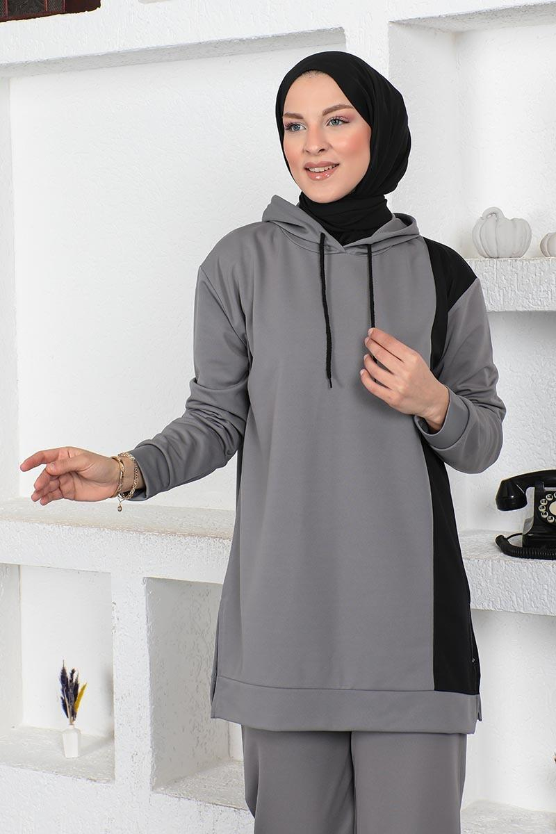 Oversize Double Örme Eşofman Takımı Gri