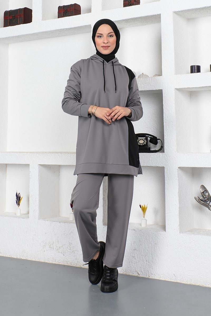 Oversize Double Örme Eşofman Takımı Gri