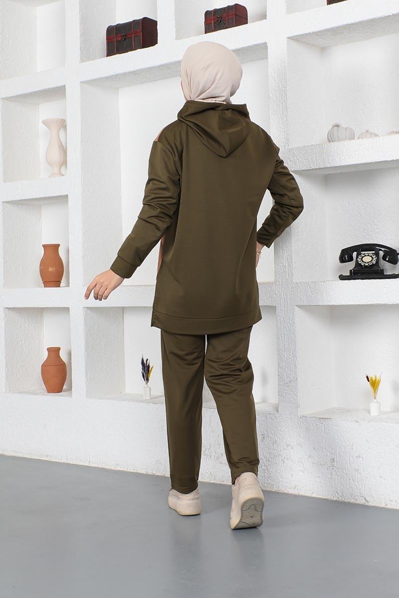 Oversize Double Örme Eşofman Takımı Haki