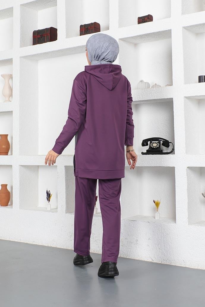 Oversize Double Örme Eşofman Takımı Mor