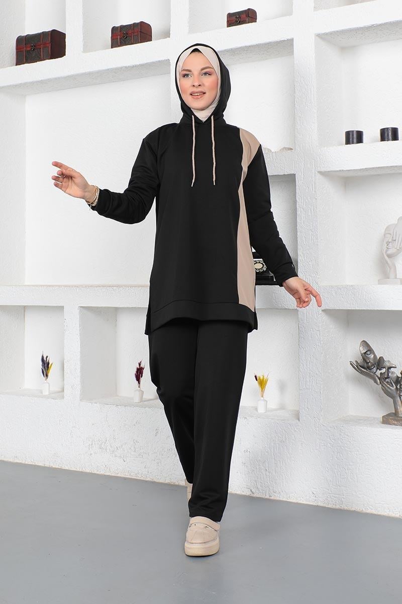 Oversize Double Örme Eşofman Takımı Siyah
