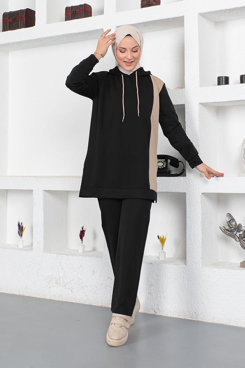 Oversize Double Örme Eşofman Takımı Siyah