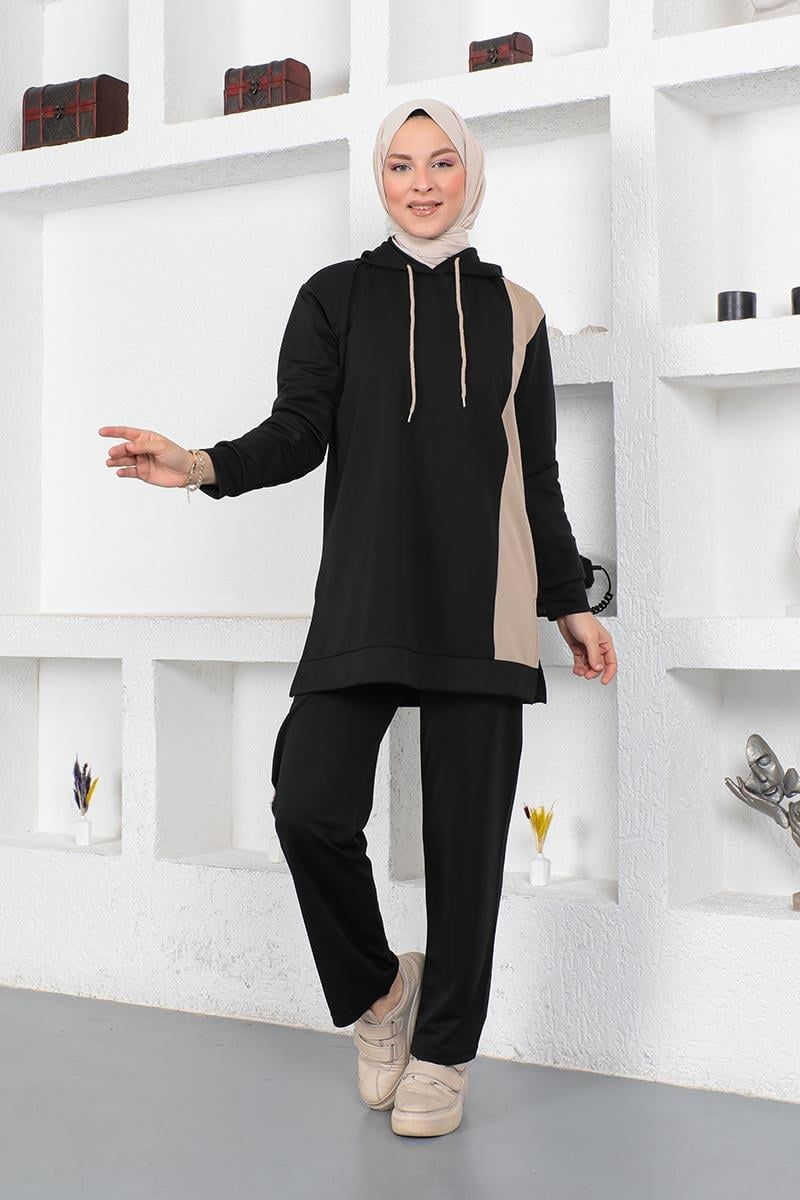 Oversize Double Örme Eşofman Takımı Siyah