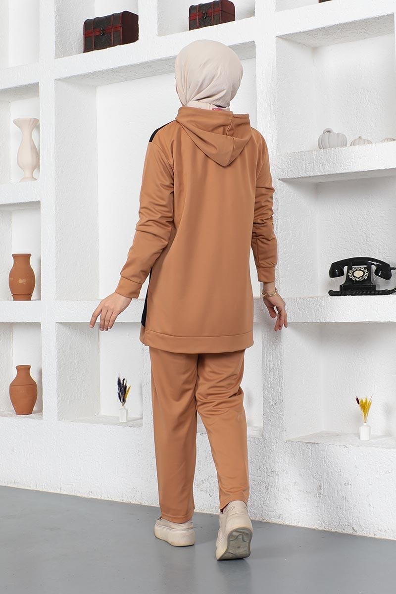Oversize Double Örme Eşofman Takımı Taba