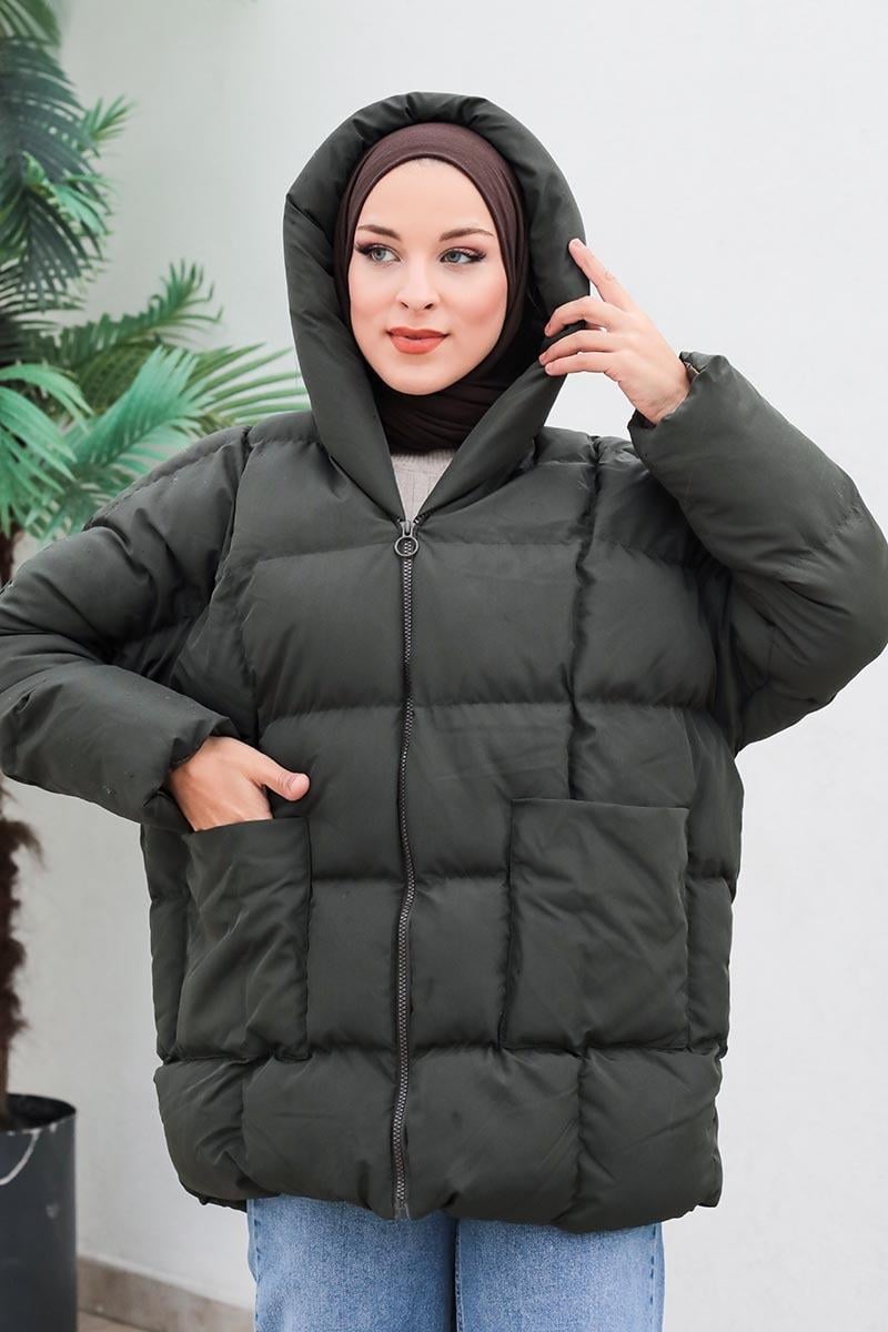 Oversize Şişme Mont Haki