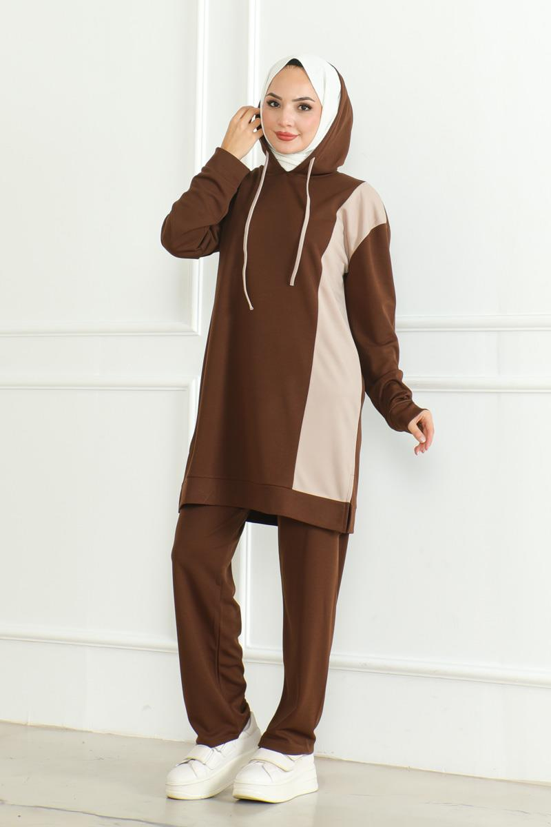 Oversize Spor Takım KAHVERENGİ